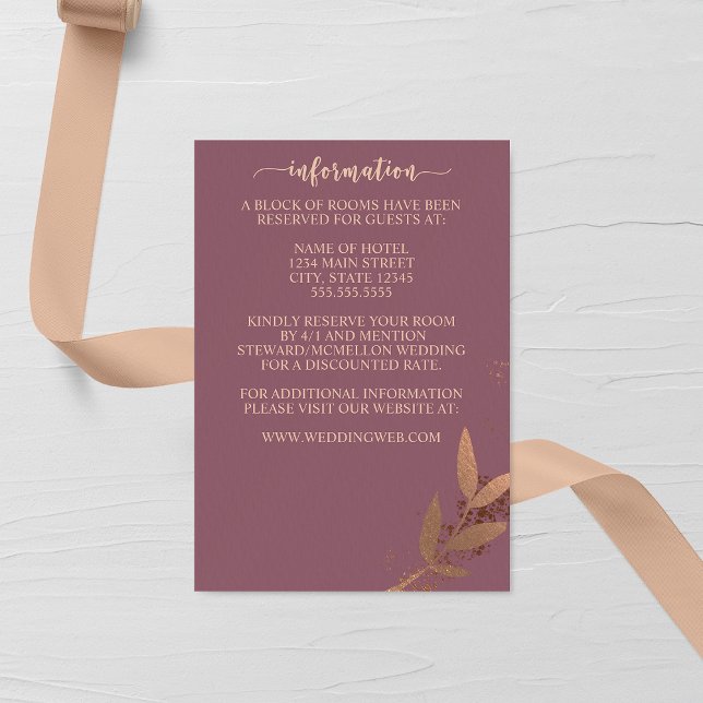 Tarjeta de Boda de hojas de malva y bronce (Subido por el creador)