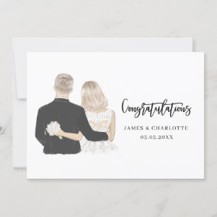 Tarjeta de Boda de Ilustracion de novia y Groom