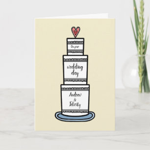 Tarjeta de Boda de Ilustracion para tartas de boda