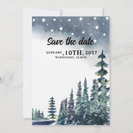 Tarjeta de Boda de Invierno con un nuevo pino azul