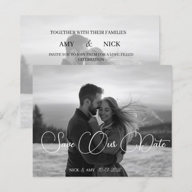 Tarjeta de boda de invierno moderna simple persona (Anverso / Reverso)