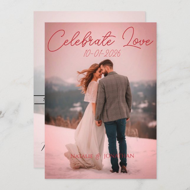 Tarjeta de boda de invierno moderna simple persona (Anverso / Reverso)