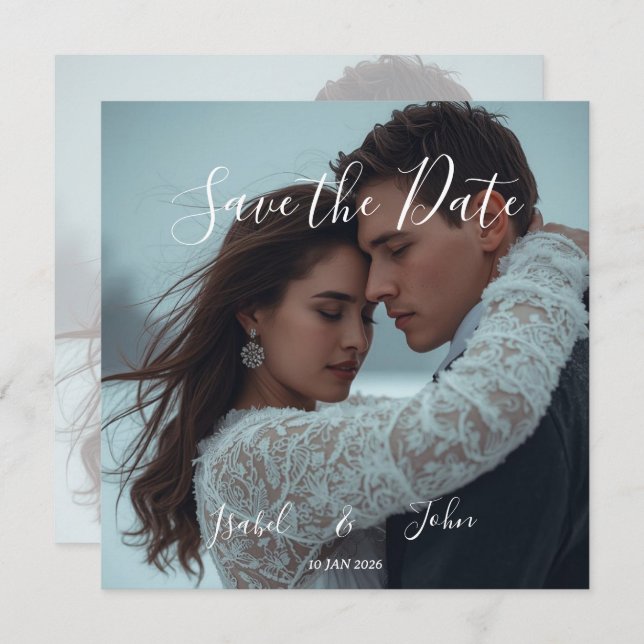 Tarjeta de boda de invierno moderna simple persona (Anverso / Reverso)