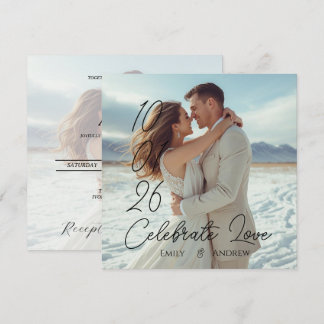 Tarjeta de boda de invierno simple y moderna perso