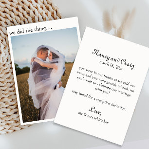 Tarjeta de Boda de Invitación de Elopement Photo