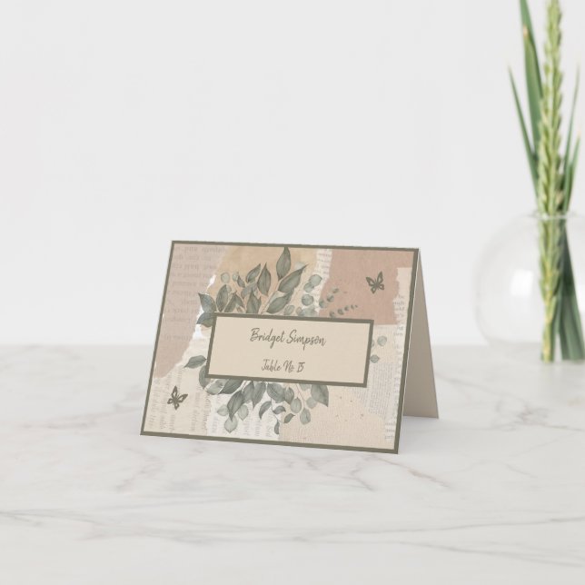 tarjeta de boda de invitados boho moda verde (Anverso)