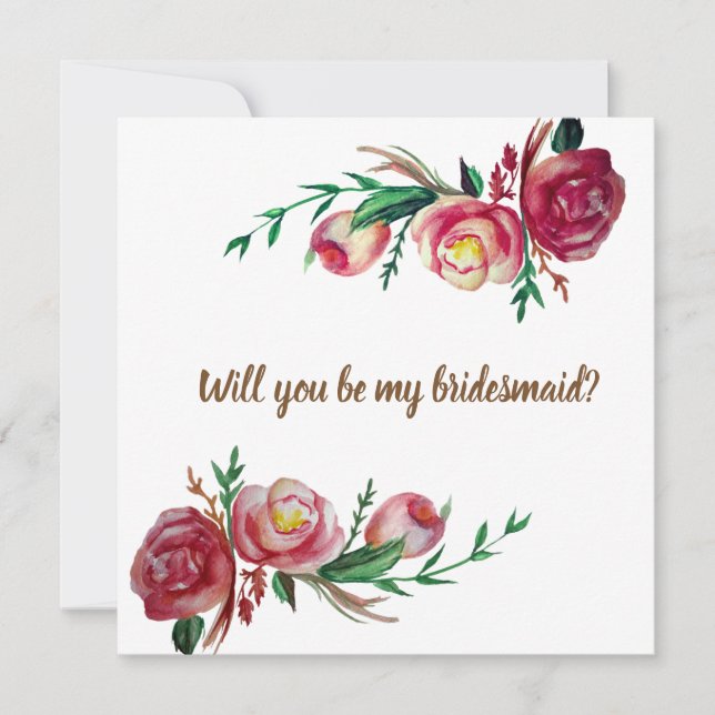 Tarjeta de Boda de la dama de honor floral rusa (Anverso)