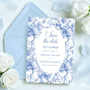Tarjeta de boda de lujo 'Save the Date' con rosas