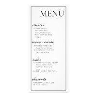 Tarjeta de Boda de menú