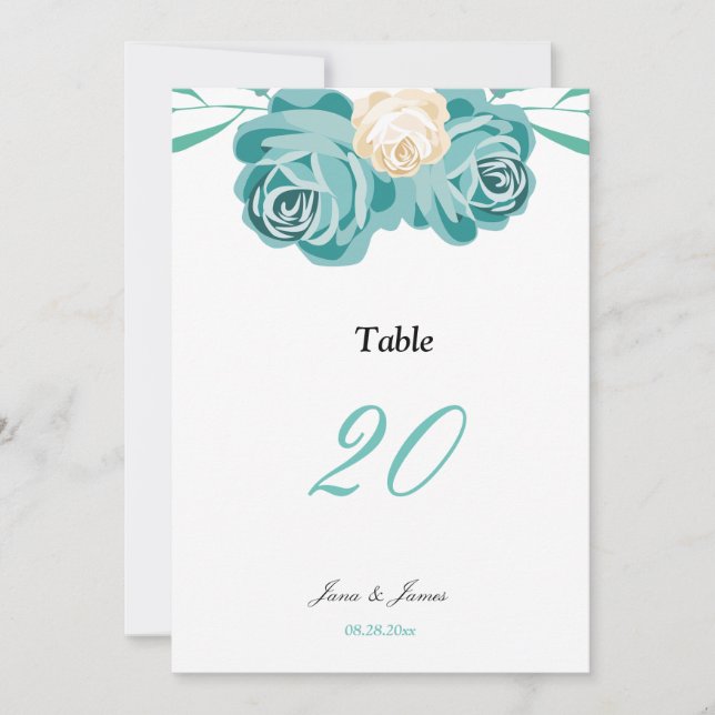 Tarjeta de boda de mesa de acuarela chic elegante (Anverso)