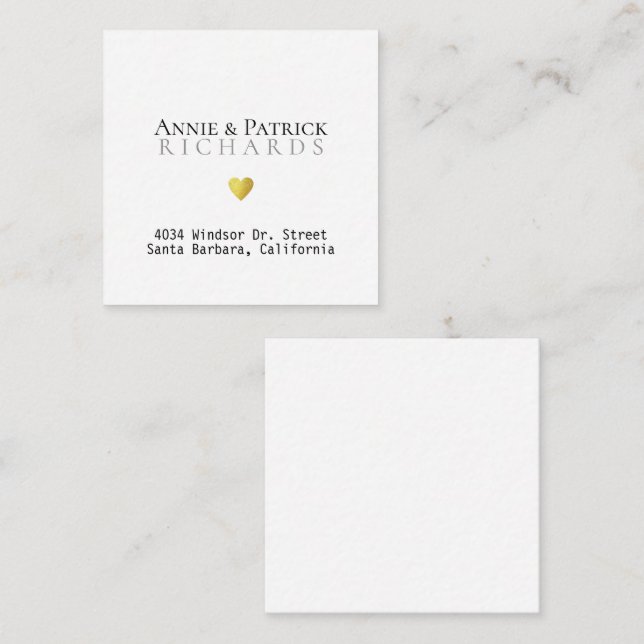 Tarjeta de Boda de nombres de novias con dirección (Anverso / Reverso)