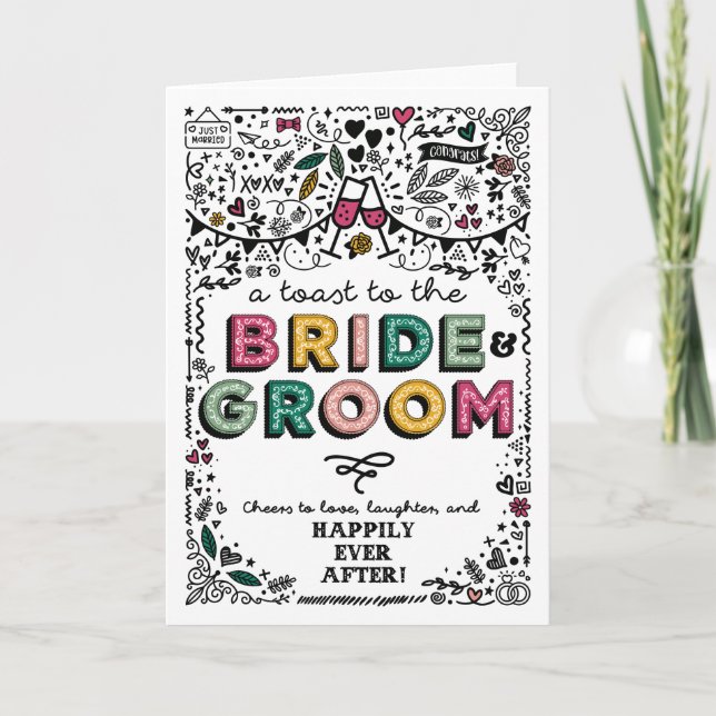 Tarjeta de Boda de novia y Groom (Anverso)