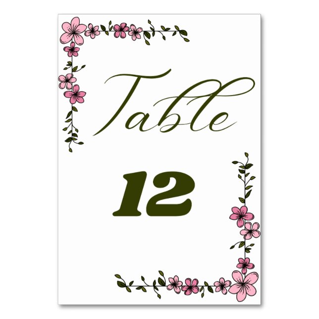 Tarjeta de Boda de número de tabla (Anverso)