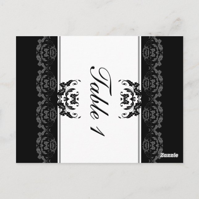 Tarjeta de Boda de número de tabla - Damasco de fo (Reverso)