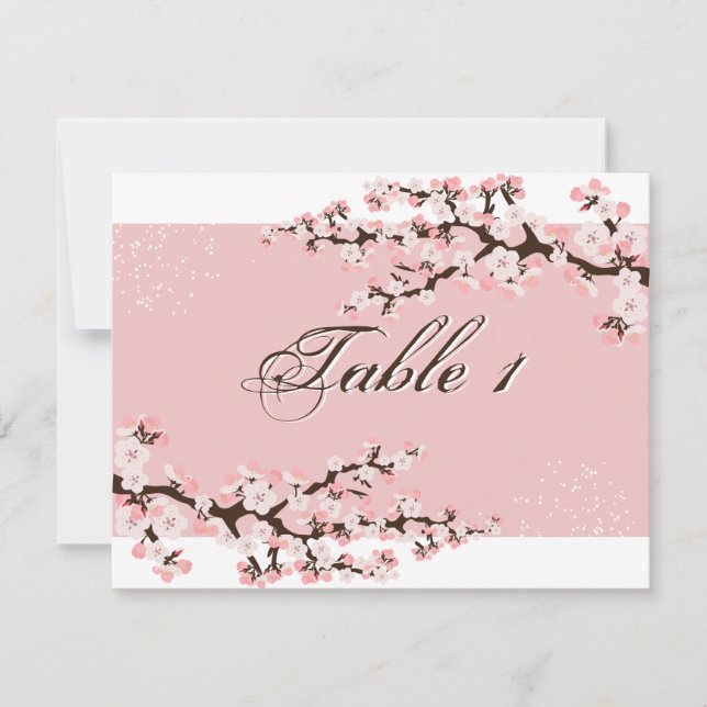Tarjeta de Boda de número de tabla - Flor de cerez (Anverso)