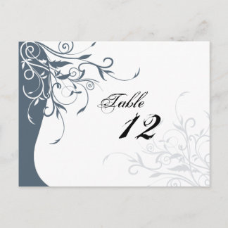 Tarjeta de Boda de número de tabla - Floral azul y