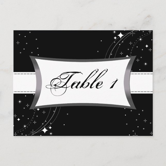 Tarjeta de Boda de número de tabla - Noche estrell (Anverso)