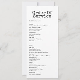Tarjeta de Boda de Orden de servicio de máquina de