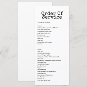 Tarjeta de Boda de Orden de servicio de máquina de