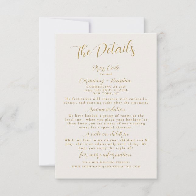 Tarjeta de Boda de oro minimalista (Anverso)