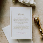 Tarjeta de Boda de oro minimalista<br><div class="desc">Esta minimalista tarjeta de gabinete de detalles de boda dorado es perfecta para un simple boda. El moderno diseño romántico presenta una tipografía clásica en oro y blanco, acompañada de una caligrafía rústica y elegante con un estilo de letra a mano vintage. Personalizable de cualquier color. Mantenga el diseño simple...</div>