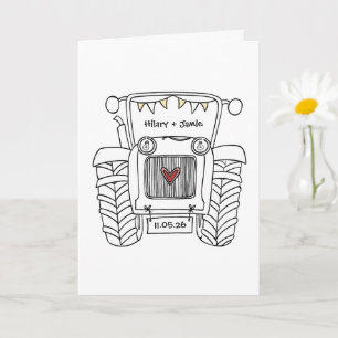 Tarjeta de Boda de País de Tractores