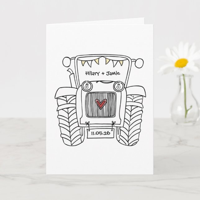 Tarjeta de Boda de País de Tractores (Planta pequeña)