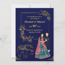 Tarjeta de Boda de pareja de invitación a boda tra