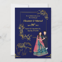 Tarjeta de Boda de pareja de invitación a boda tra