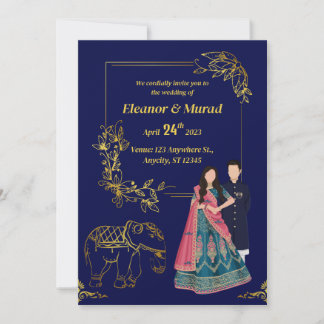Tarjeta de Boda de pareja de invitación a boda tra