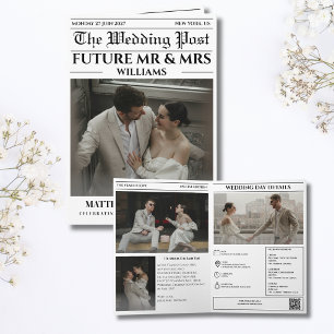 Tarjeta de boda de periódico para guardar la fecha