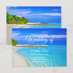 Tarjeta de Boda de playa de destino tropical moder