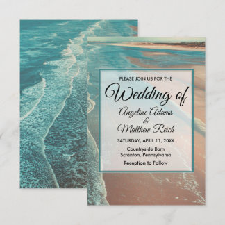 Tarjeta de Boda de playa tropical moderna de moda