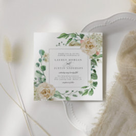 Tarjeta de Boda de Plaza Floral de Jardín de Crema