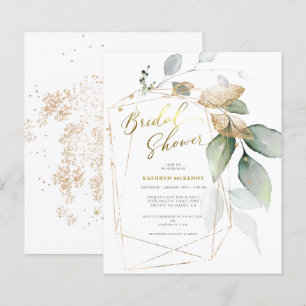 Tarjeta de boda de Presupuesto Dorado Eucalipto Ve