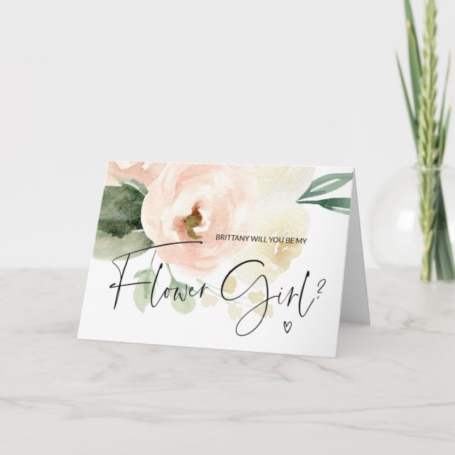 Tarjeta de Boda de propuesta de flor rosa con preg (Anverso)