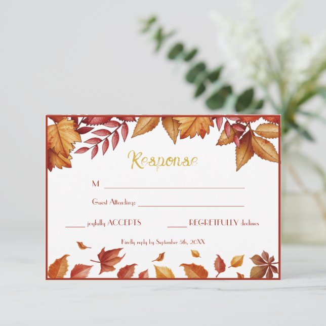 Tarjeta de Boda de respuesta (Anverso de pie)