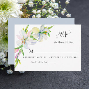 Tarjeta de boda de respuesta floral acuarela moder