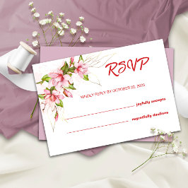 Tarjeta de boda de respuesta floral de magnolia
