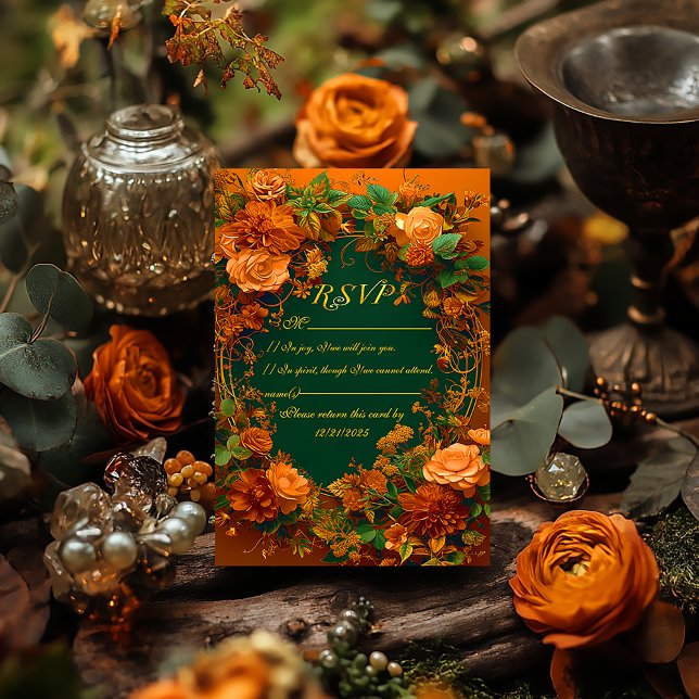 Tarjeta de boda de respuesta para una encantadora  (Breathtaking Druid Hill Autumn Celtic Wedding RSVP Enclosure Card )