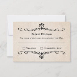 Tarjeta de Boda de respuesta RSVP de Parchment de