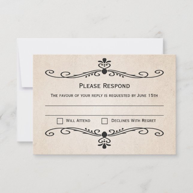 Tarjeta de Boda de respuesta RSVP de Parchment de  (Anverso)
