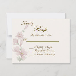 Tarjeta de boda de respuesta RSVP floral suave y e