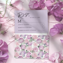 Tarjeta de boda de rosa púrpura moderna RSVP
