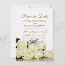Tarjeta de boda de rosas blancas elegantes para gu
