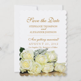 Tarjeta de boda de rosas blancas elegantes para gu