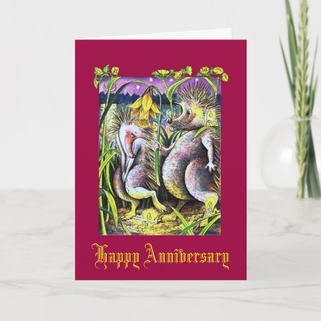 Tarjeta de boda de rubí de erizo (Anverso)