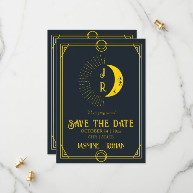 Tarjeta de boda de tarot de monograma personalizad (Anverso/Reverso In Situ)