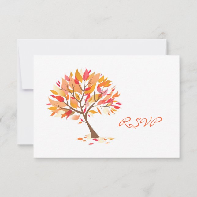 Tarjeta de Boda de temas de otoño RSVP (Anverso)