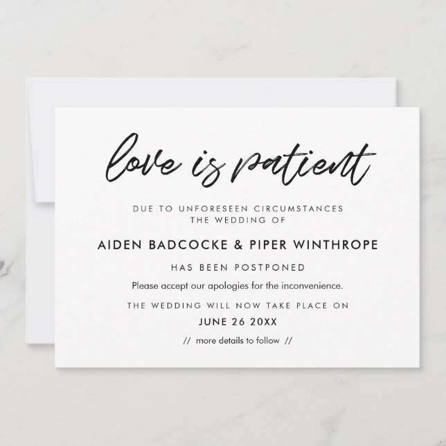 Tarjeta de boda de tipografía moderna Amor es paci (Anverso)